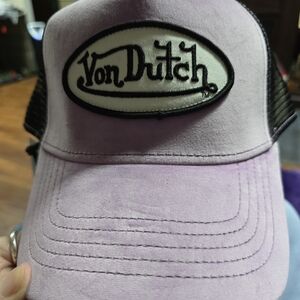 Von Dutch Velvet Purple and Black Trucker Hat